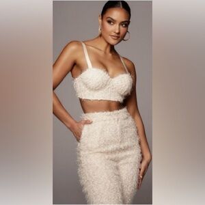Jluxlabel ivory zenaida shaggy bralette